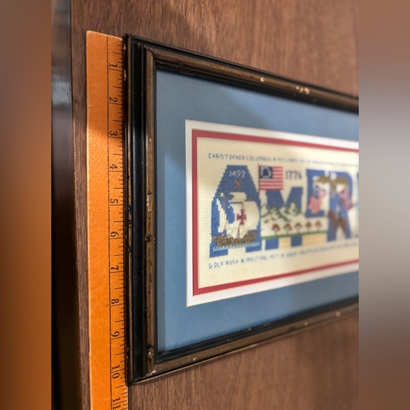 American Heritage Cross-Stitch in Blue Frame Patriotic - Picture 8 of 9